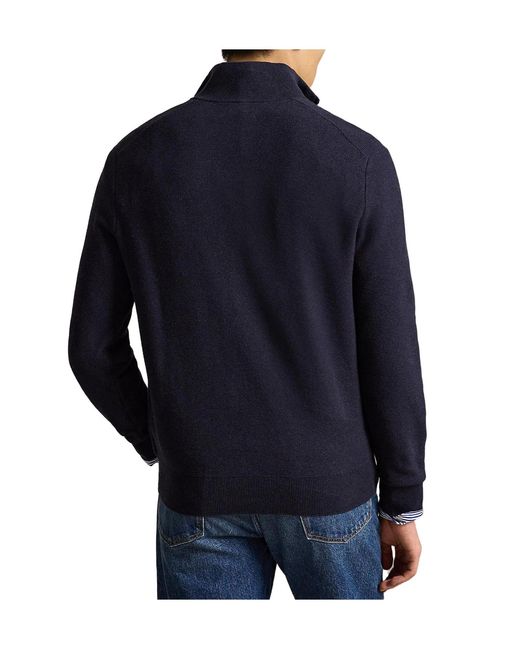 Polo Ralph Lauren Blue Half-Zipper Knitted Sweater for men