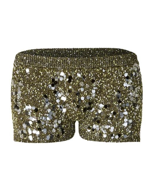 Gucci Green Sequin Knit Shorts