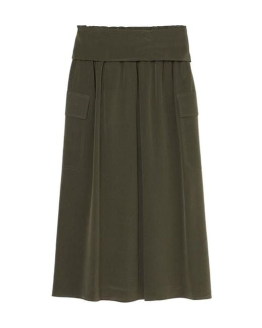 Joseph Green Crepe Pleated Skirt