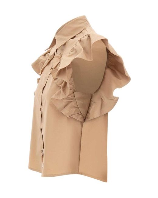 Kaos Natural Ruffled Cropped Shirt