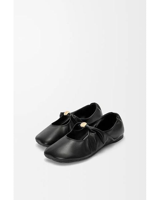 Loewe Black Leather Pebble Soft Ballet Flats