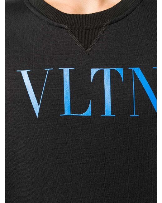 Valentino Black Round Collar Vltn Printed Sweatshirt for men