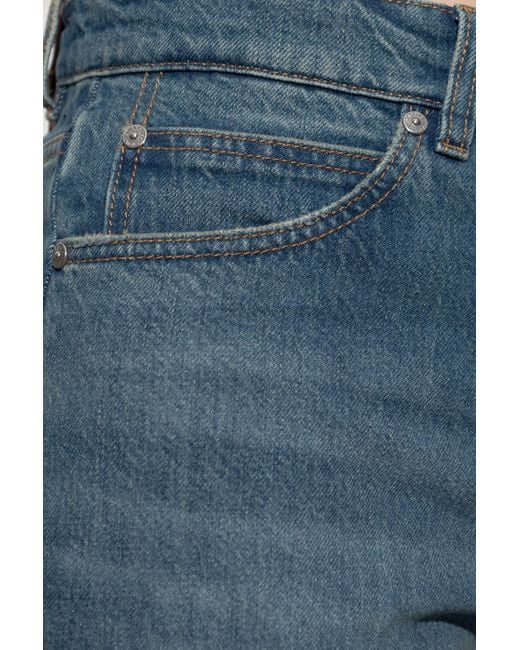 Victoria Beckham Blue Logo Patch Straight-Leg Jeans