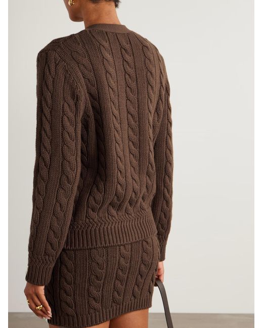Bally Brown Cable-Knit Wool Cardigan