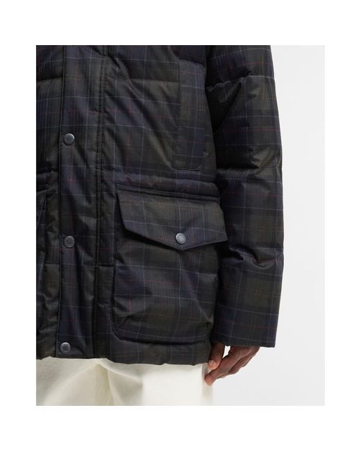 Barbour Black Plaid Standcollar Puffer Jacket for men