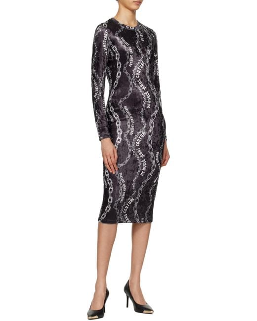 Versace Jeans Black Couture Chain Print Midi Dress
