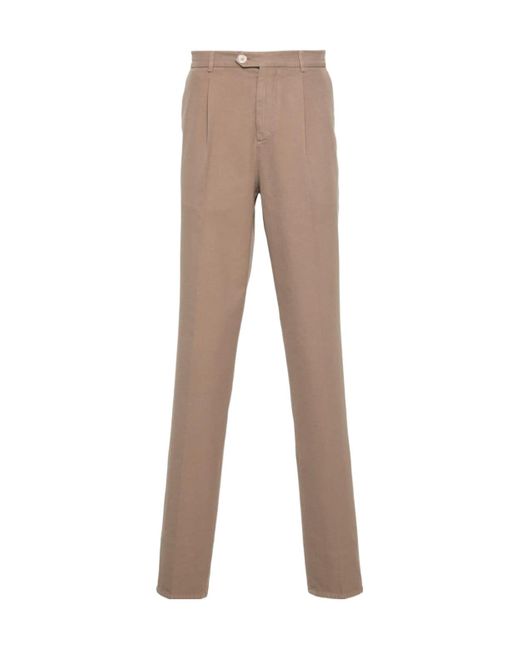 Brunello Cucinelli Natural Pressed-Crease Trousers for men