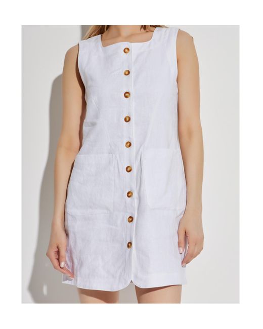 Posse White Linen Mini Dress