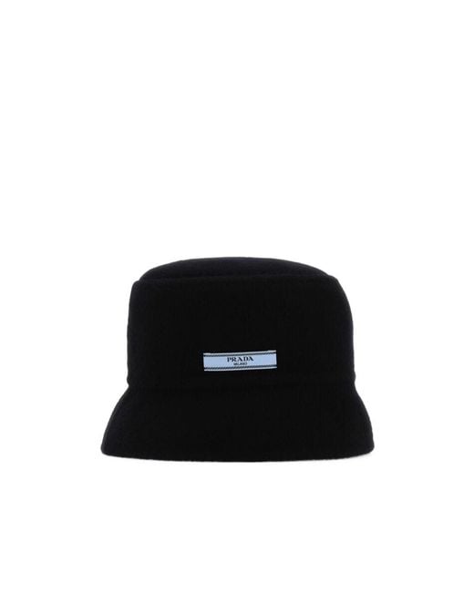 Prada Black Logo Patch Detail Bucket Hat