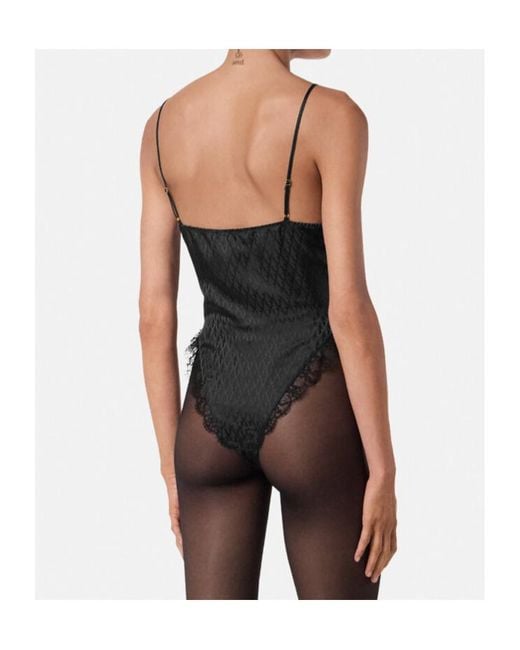 Versace Black Lace-Detailed Bodysuit