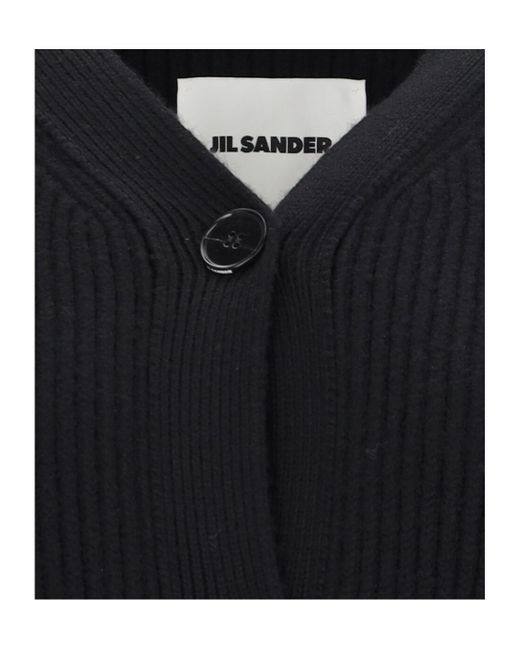 Jil Sander Blue V-Neck Knitted Cardigan