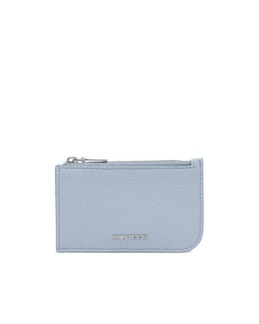 McQueen Blue Logo Plaque Zipped Wallet for men