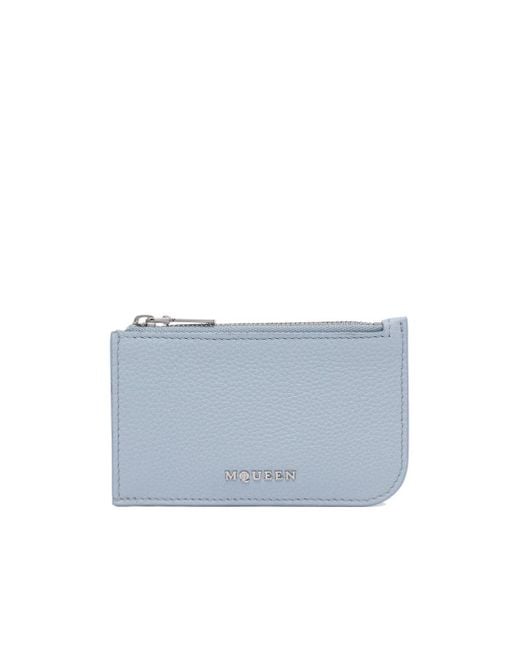 McQueen Blue Logo Plaque Zipped Wallet for men