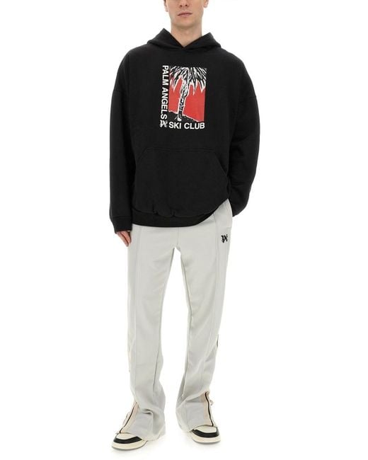 Palm Angels Black Palm Ski Club Printed Hoodie for men