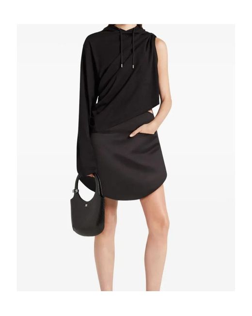 Courreges Black Courrèges Logo Embroidered Drawstring Hoodie