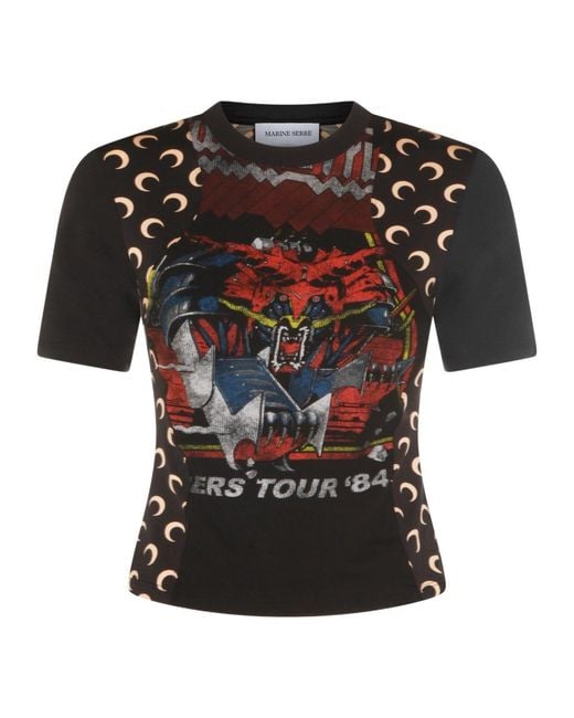 MARINE SERRE Black Graphic Moon-Printed Upcycled T-Shirt