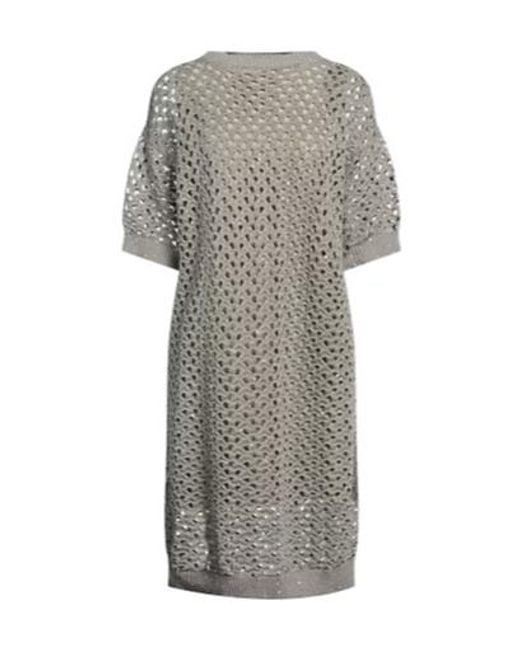 Brunello Cucinelli Gray Hollow-Out Dress