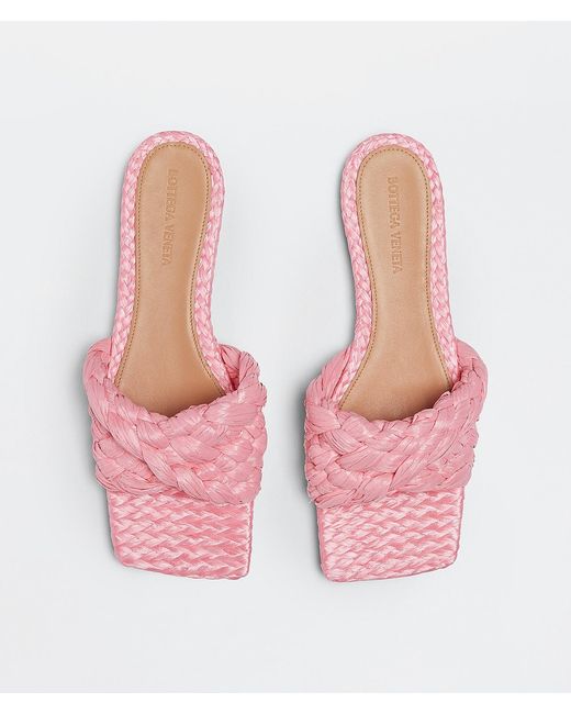 Bottega Veneta Pink Stretch Intrecciato Flat Sandals