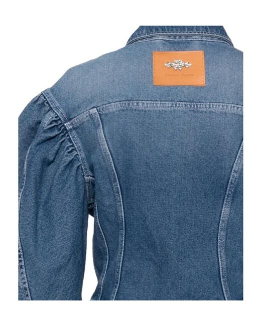 Simone Rocha Blue Puff-Sleeve Denim Jacket