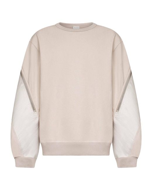 Dries Van Noten Natural Long-Sleeved Zip-Detailed Sweaters for men