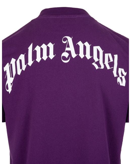 Palm Angels Purple Bear Print T-Shirt for men