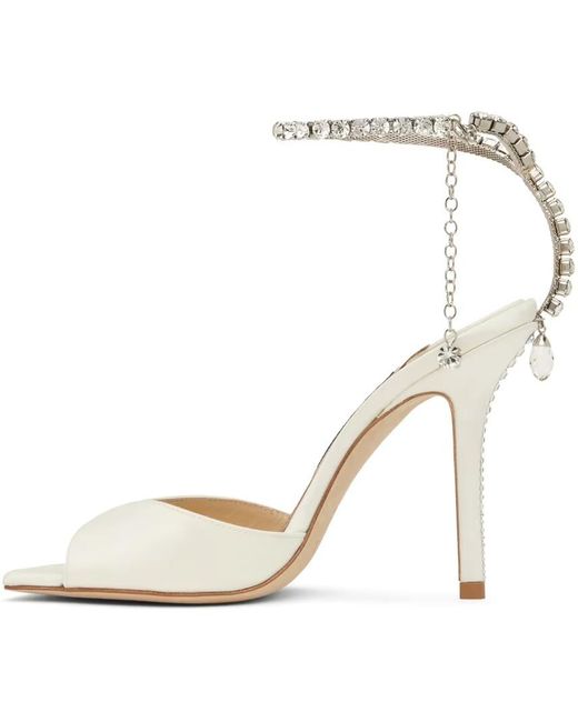 Jimmy Choo White Saeda 100Mm Crystal-Strap Sandals