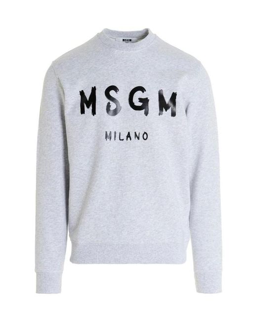 MSGM Gray Printed Leisure Sweater for men
