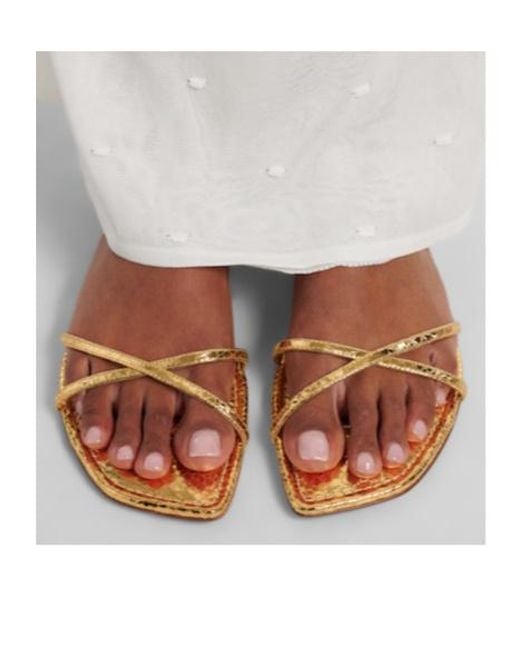 Paris Texas Natural Biarritz Metallic Leather Sandals