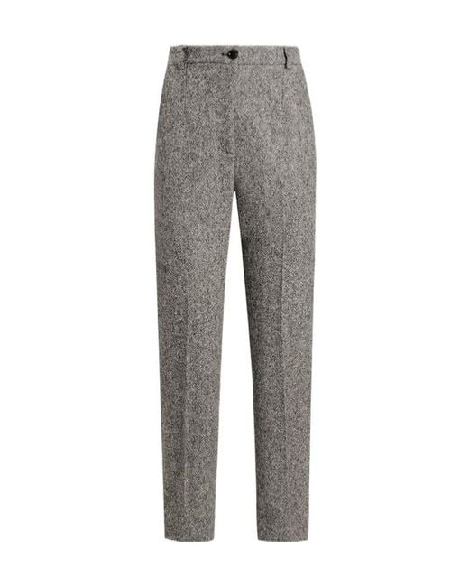 Dolce & Gabbana Gray Virgin Wool Jacquard Slim Trousers