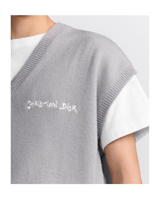 Dior Gray Logo Wool Vest for men
