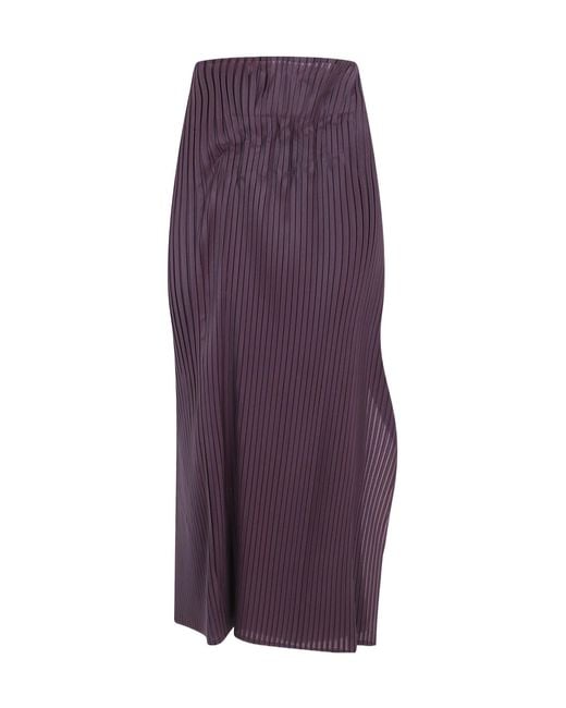Issey Miyake Purple Pleated Layered-Effect Maxi Skirt
