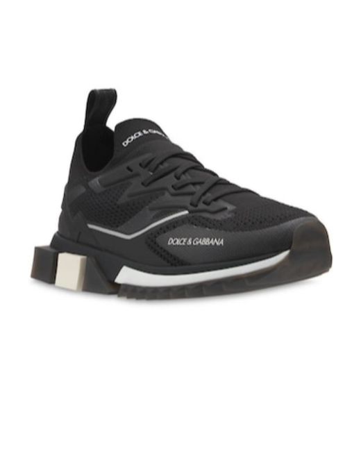 Dolce & Gabbana Black Logo-Laced Casual Sneakers for men