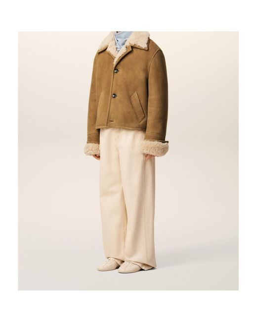 AMI Natural Ami Shearling Buttoned Jacket for men