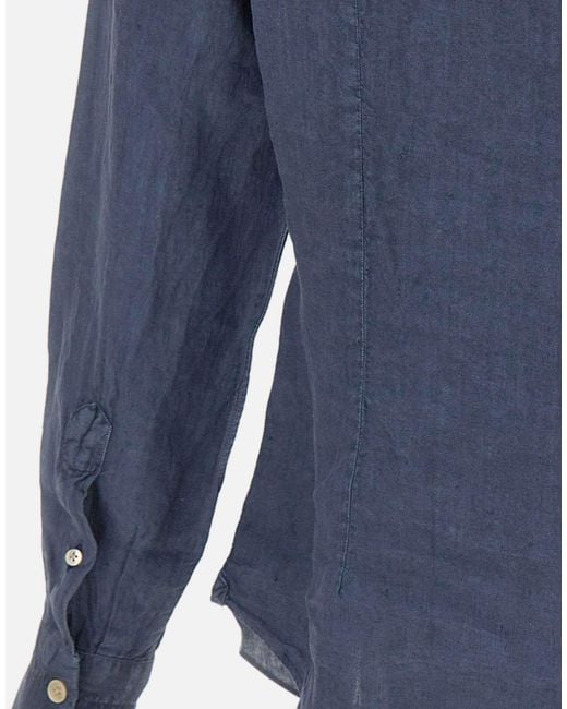Eleventy Blue Long Sleeved Buttoned Shirt for men