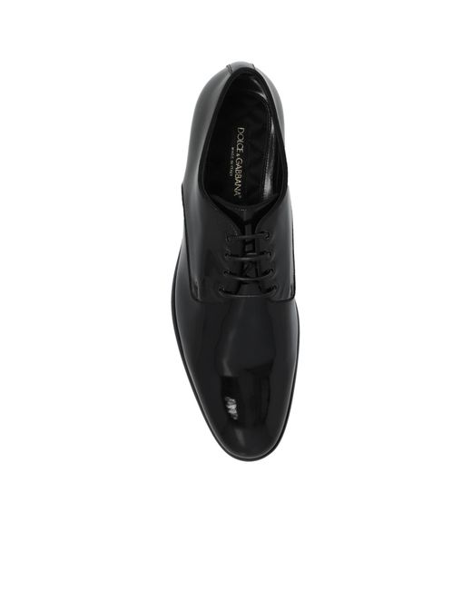 Dolce & Gabbana Black Round Toe Derby Shoes for men