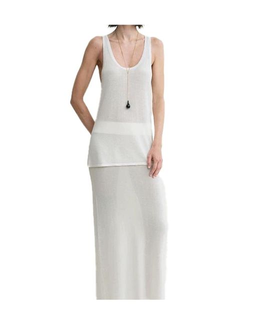 Totême White Totême Sleeveless Knitted Tank Top