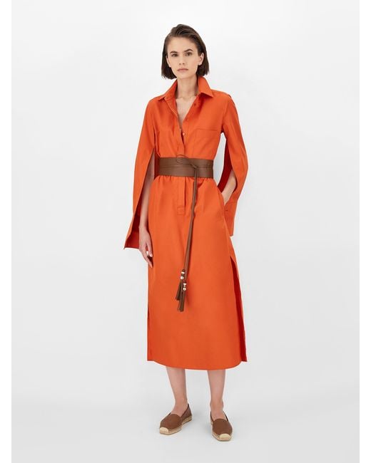 Max Mara Red Poplin Shirt Dress