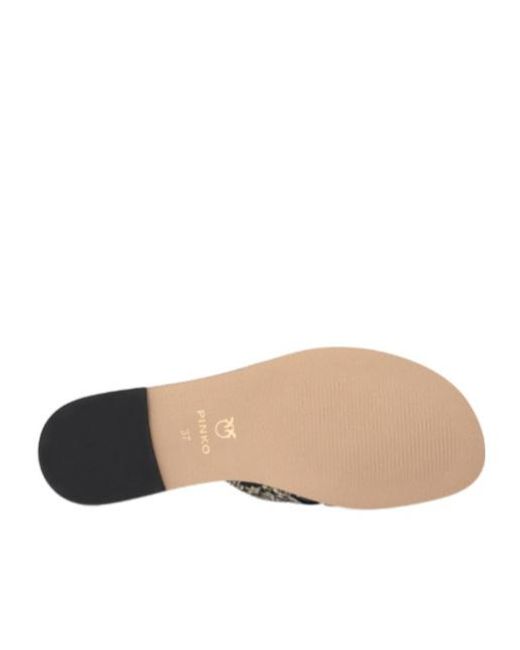 Pinko Brown Love Birds Embossed Open Toe Sandals