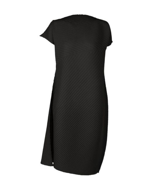 Issey Miyake Black Pleated Midi Dress