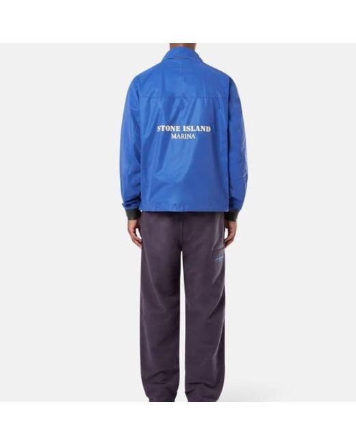 Stone Island Blue Marina Plated Reflective Jacket for men