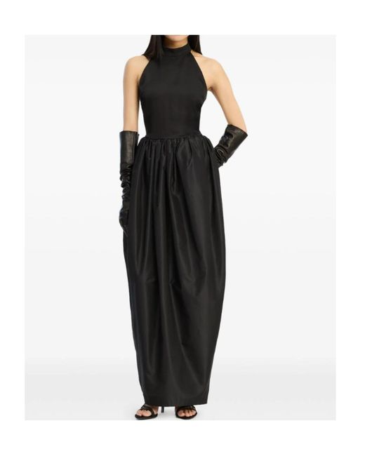 ROTATE BIRGER CHRISTENSEN Black Satin Taffeta Maxi Dress