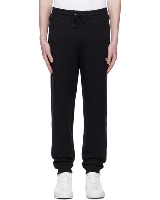 Boss Black Logo-Patch Drawstring-Waistband Track Pants for men