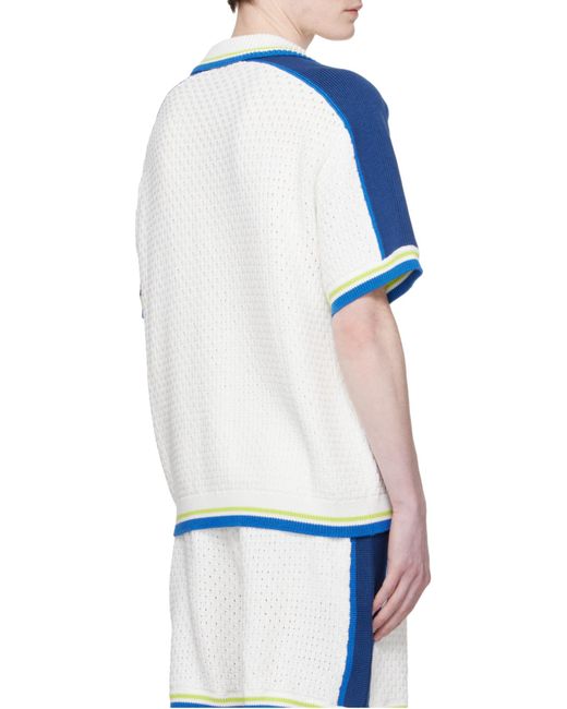 Casablanca Blue Crochet Short-Sleeve Shirt for men