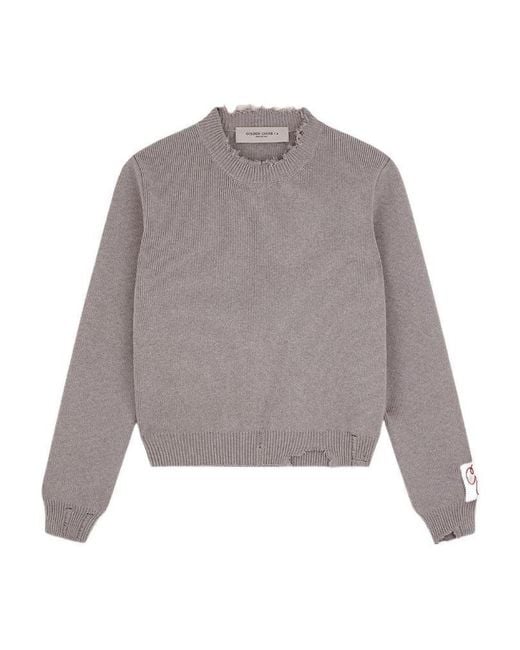 Golden Goose Deluxe Brand Gray Distressed Logo Patch Jumper