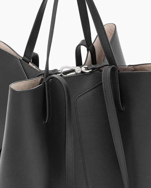 Emporio Armani Black 1981 Leather Shopper Bag