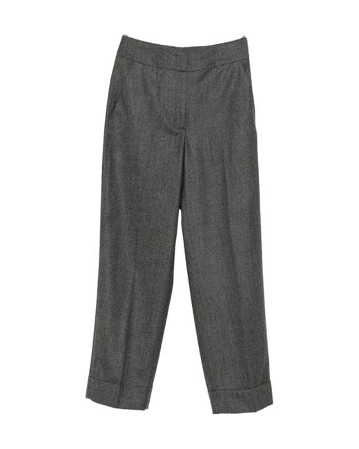 Peserico Gray Pressed-Crease Trousers