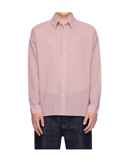 sunflower Pink Stable Check-Pattern Button-Down Shirt for men