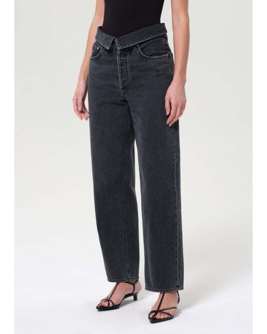 Agolde Blue Echo High-Rise Tapered-Leg Jeans