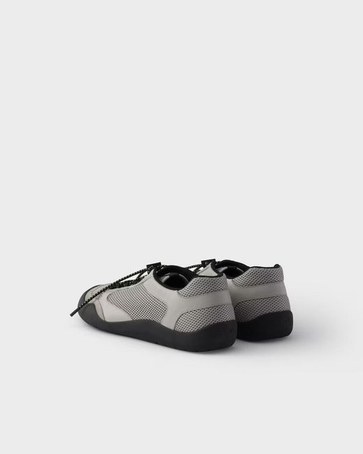 Prada Black Speedrock Leather And Mesh Fabric Sneakers for men
