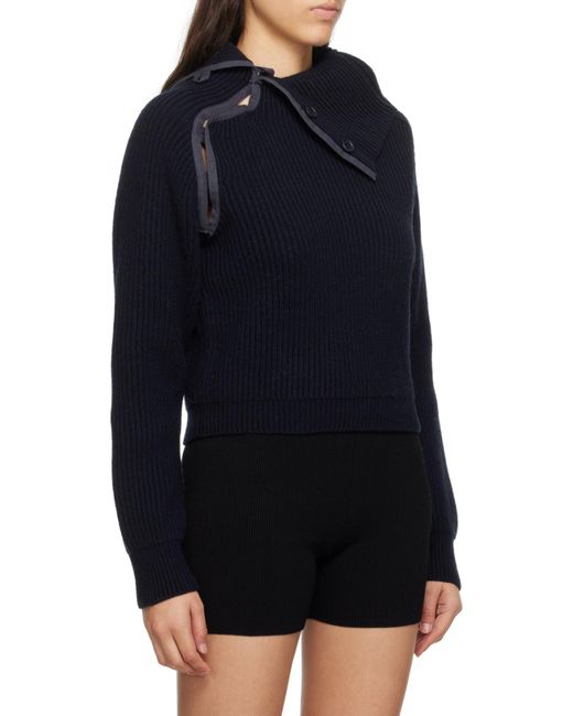 Jacquemus Blue Vega Asymmetric Wool-Blend Jumper